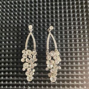 Elegant Silver Crystal Drop Earrings